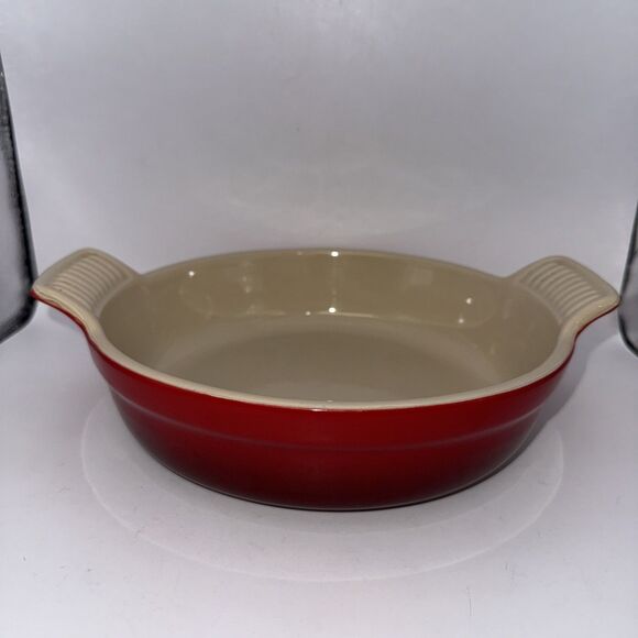 Le Creuset  Au Gratin Casserole Baking Dish Red Stoneware 22-17 10" X 8” - Picture 1 of 7